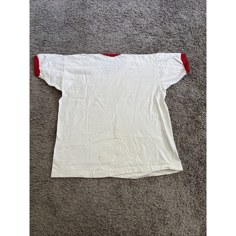 Vintage Champion T-Shirt Mens Medium White Red Ringer Klamath County YMCA Staff - Picture 8 of 10